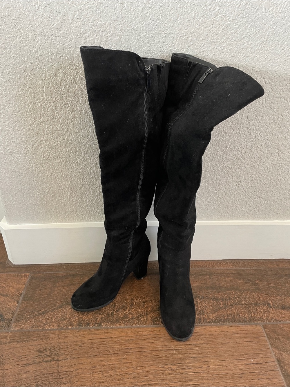 Classic Black Over-the-Knee Suede Boots
